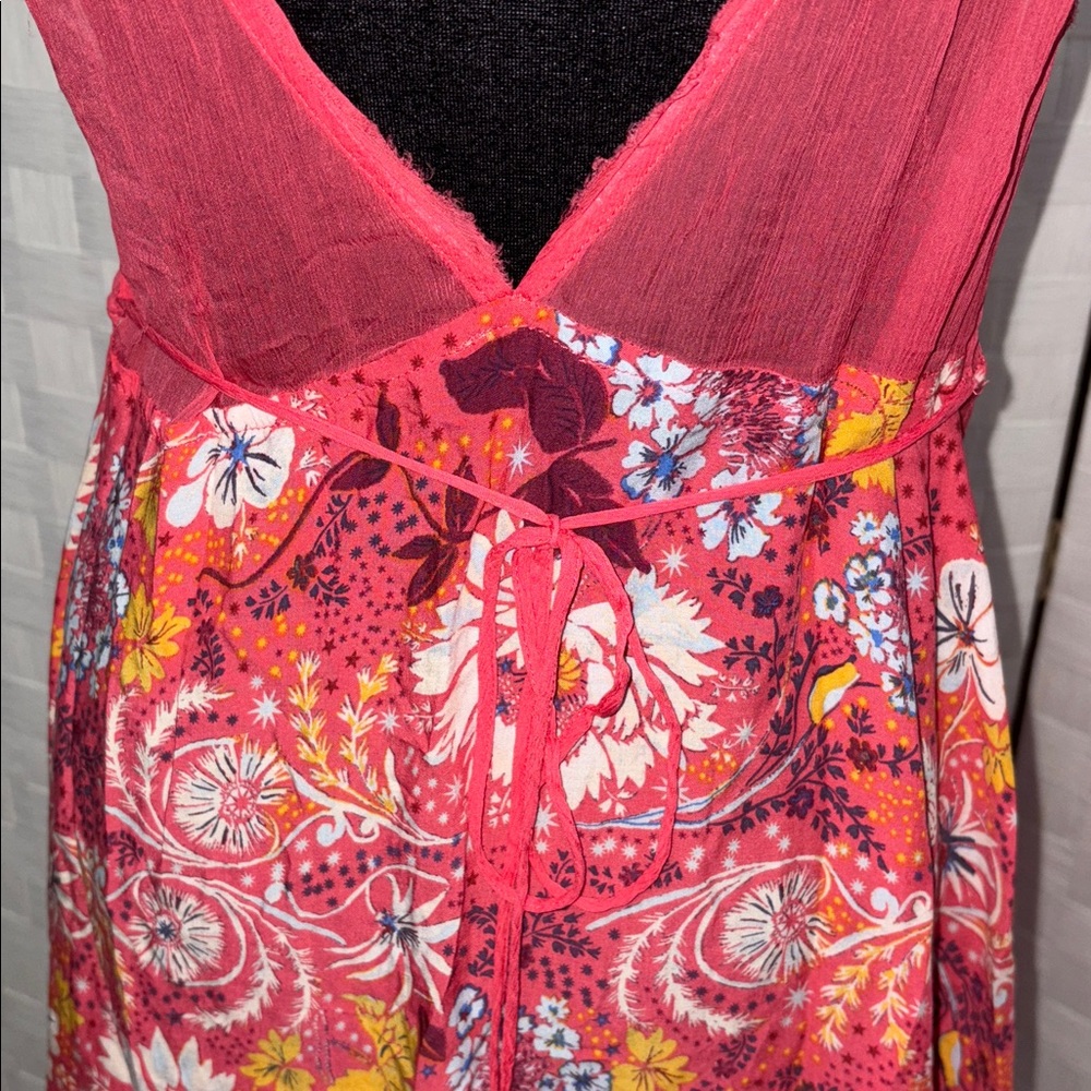 Like New- Free People Floral Sheer Mini Dress, size medium- final sale price - Picture 5 of 15